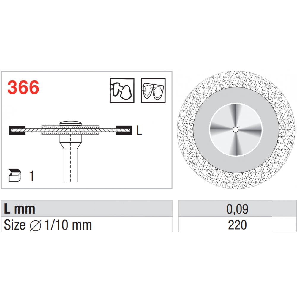 Ultradelgado , Separar y Contornear Ceramica 366, Discos Laboratorios Dentales Diamante Separadores Coronas y Puentes Cerámica