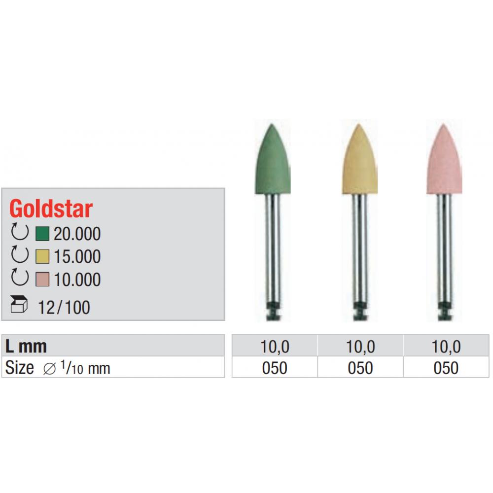 Pulidores para Metal Precioso - Oro Pulidor Goldstar Dental 12 Unidades